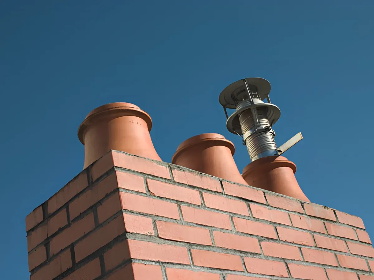 Brick chimney with clay flue pots