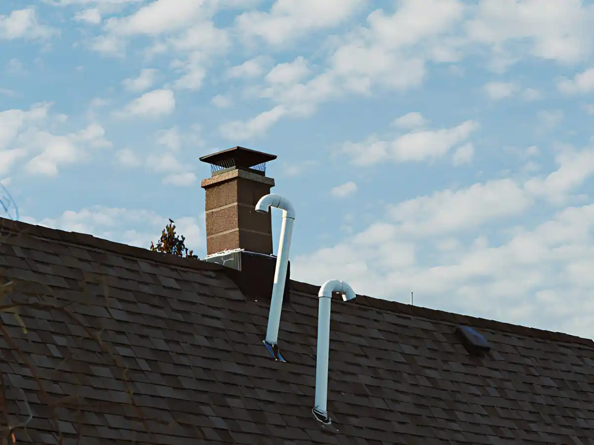 Brick chimney on a home in Aurora